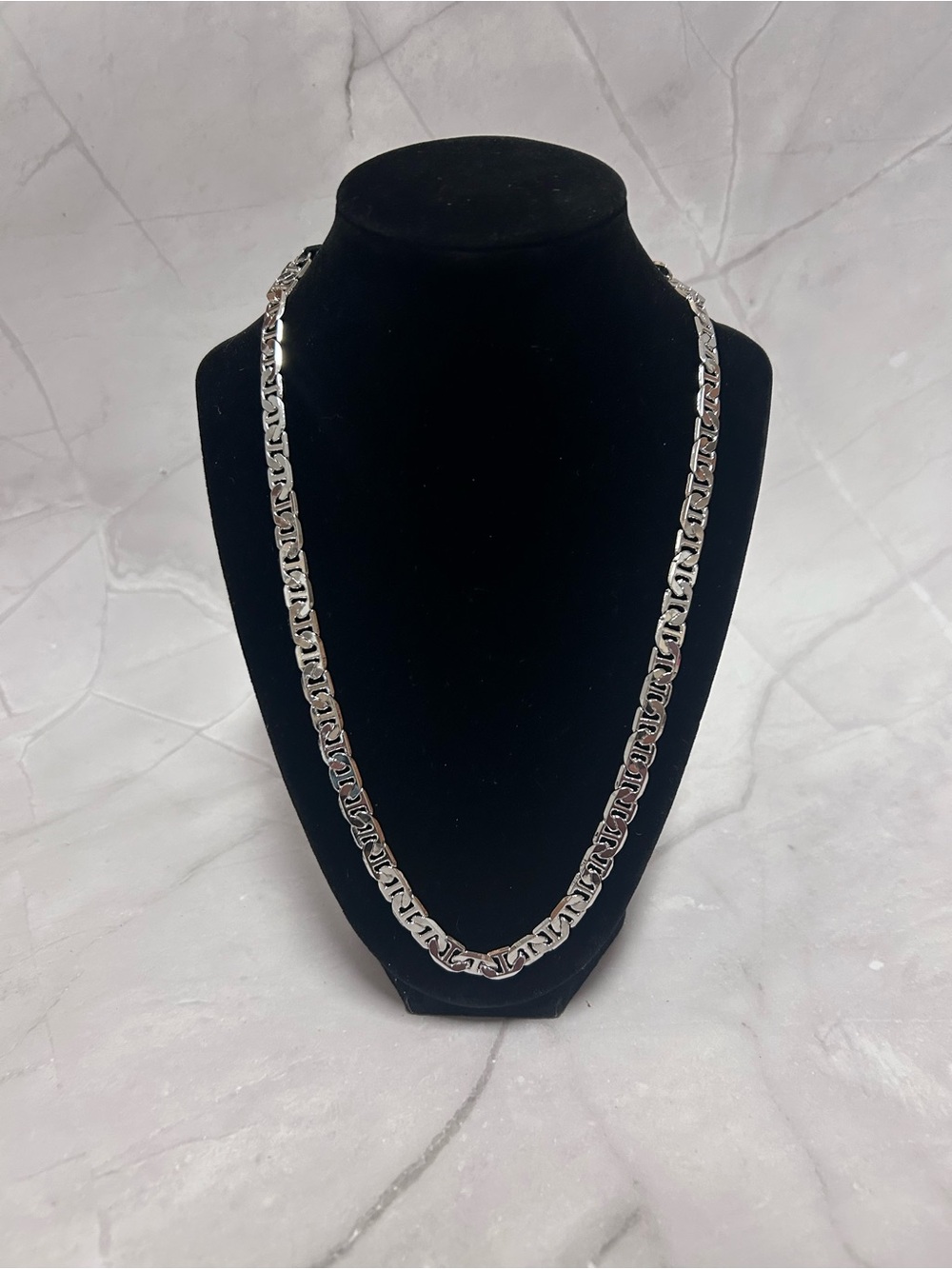 Greek Key Link Necklace - Silver
